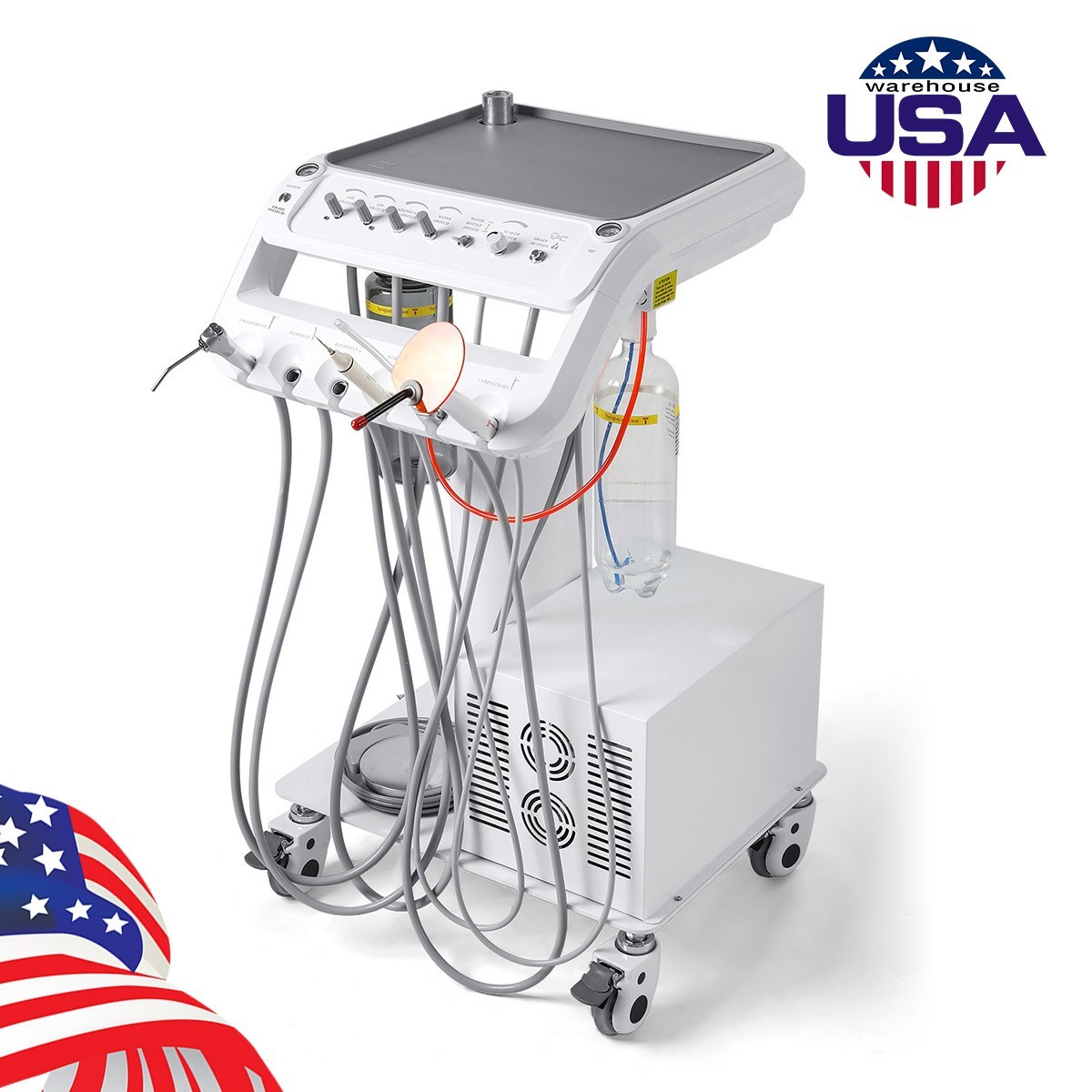 Portable Dental Mobile Delivery Unit System Air Compressor 4H/with Surgical Lamp