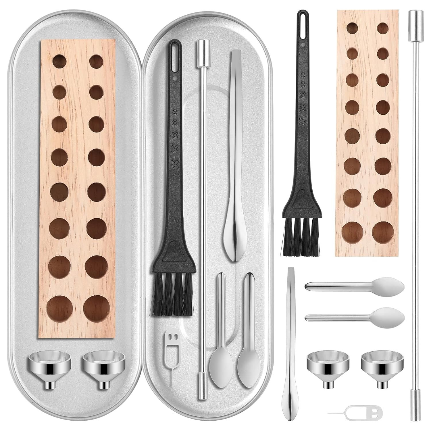 10-Pc Filling Tools Set: Stainless Steel Scoops & Aluminum Funnels