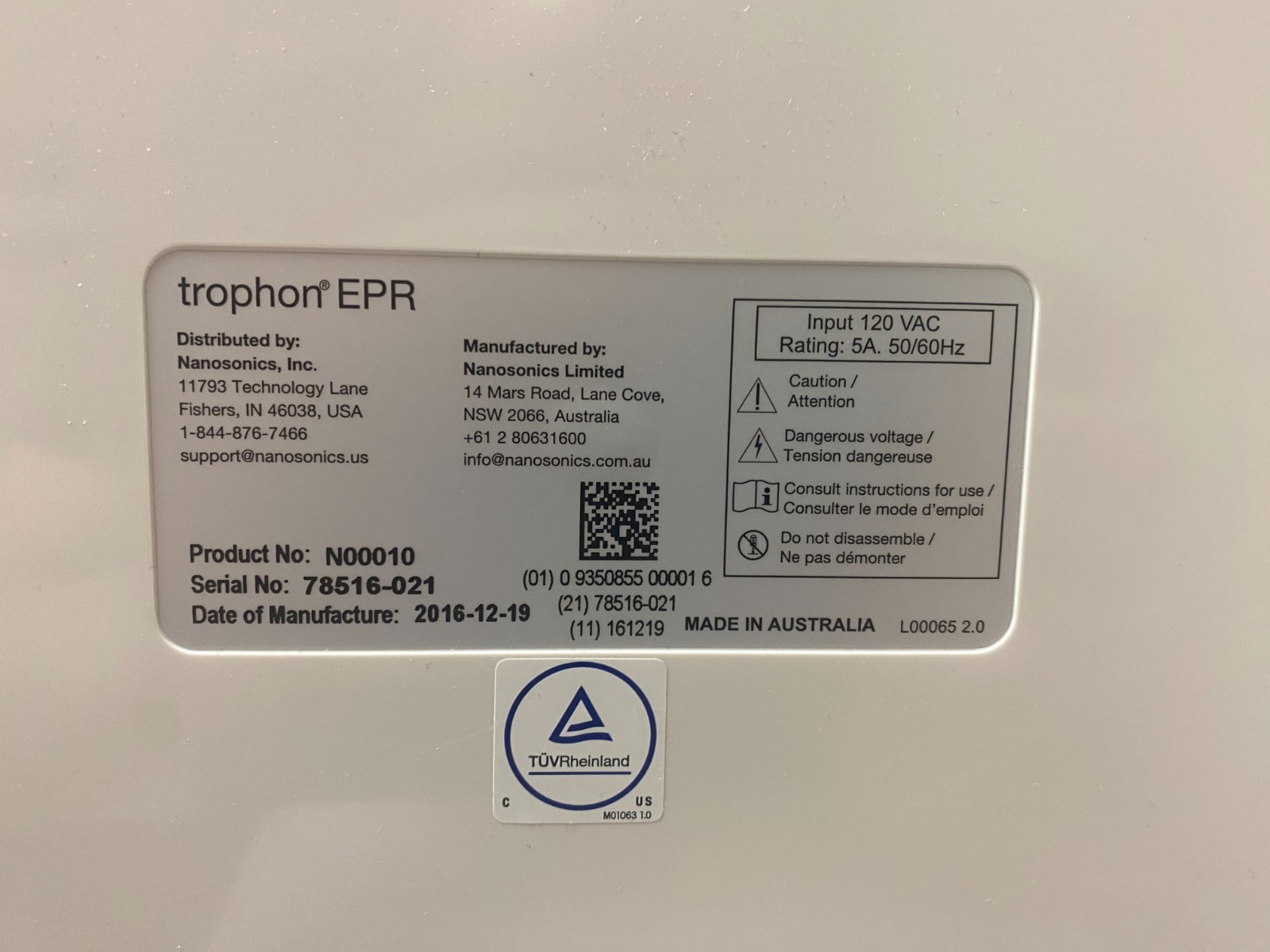 Nanosonics Trophon EPR High Level Disinfection Sterilizer