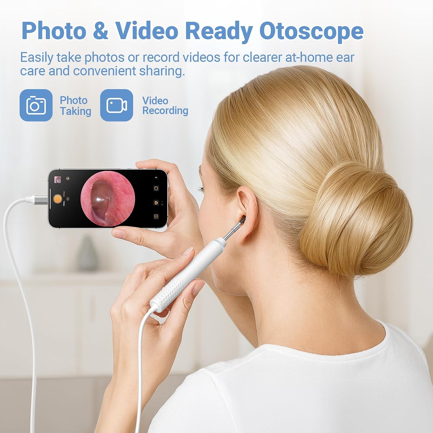 720P HD Ear Camera Otoscope with Light – Plug & Play, USB-C Port