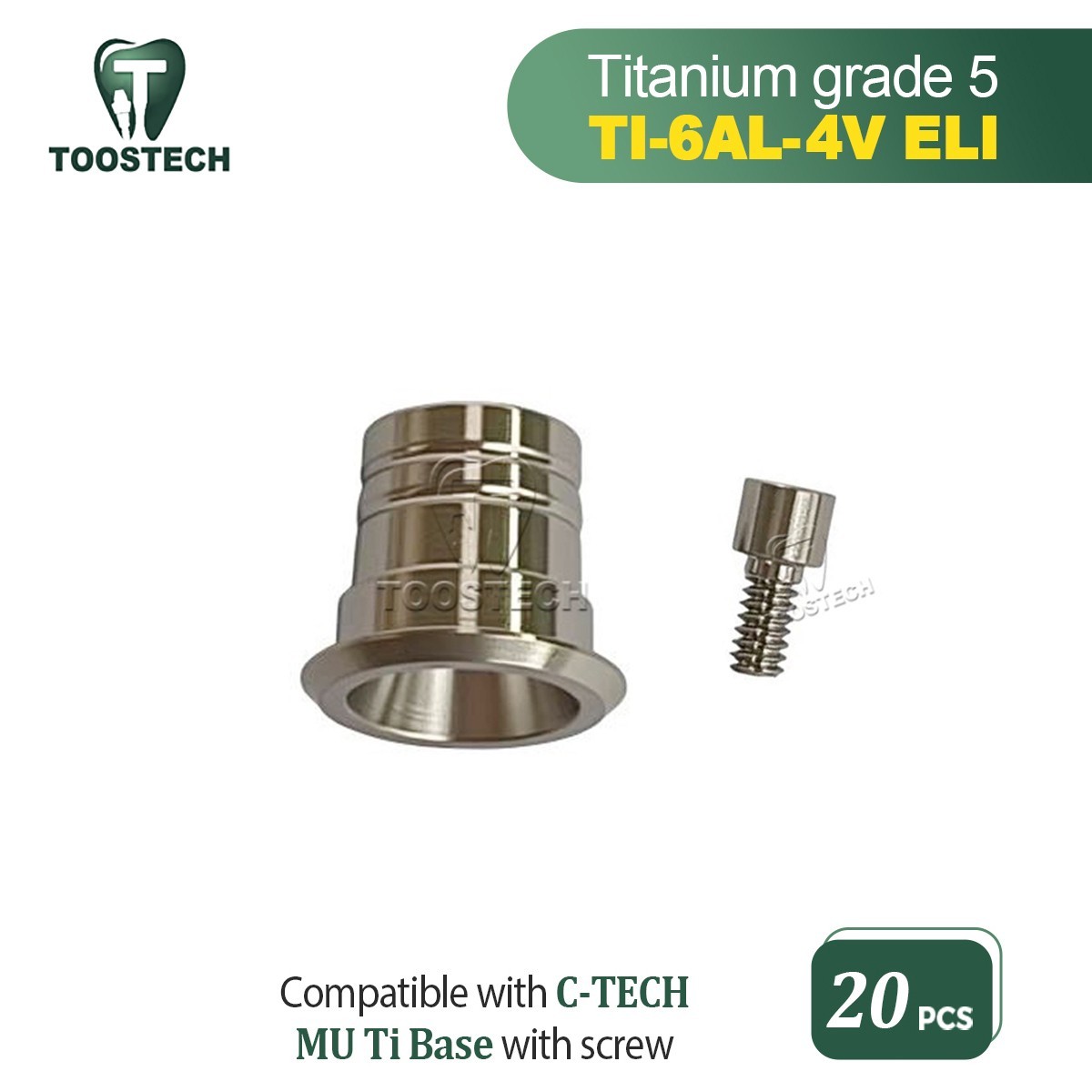 20pcs Ti Base for Multi unit abutment MU titanium base fits to C-TECH D5.8mm