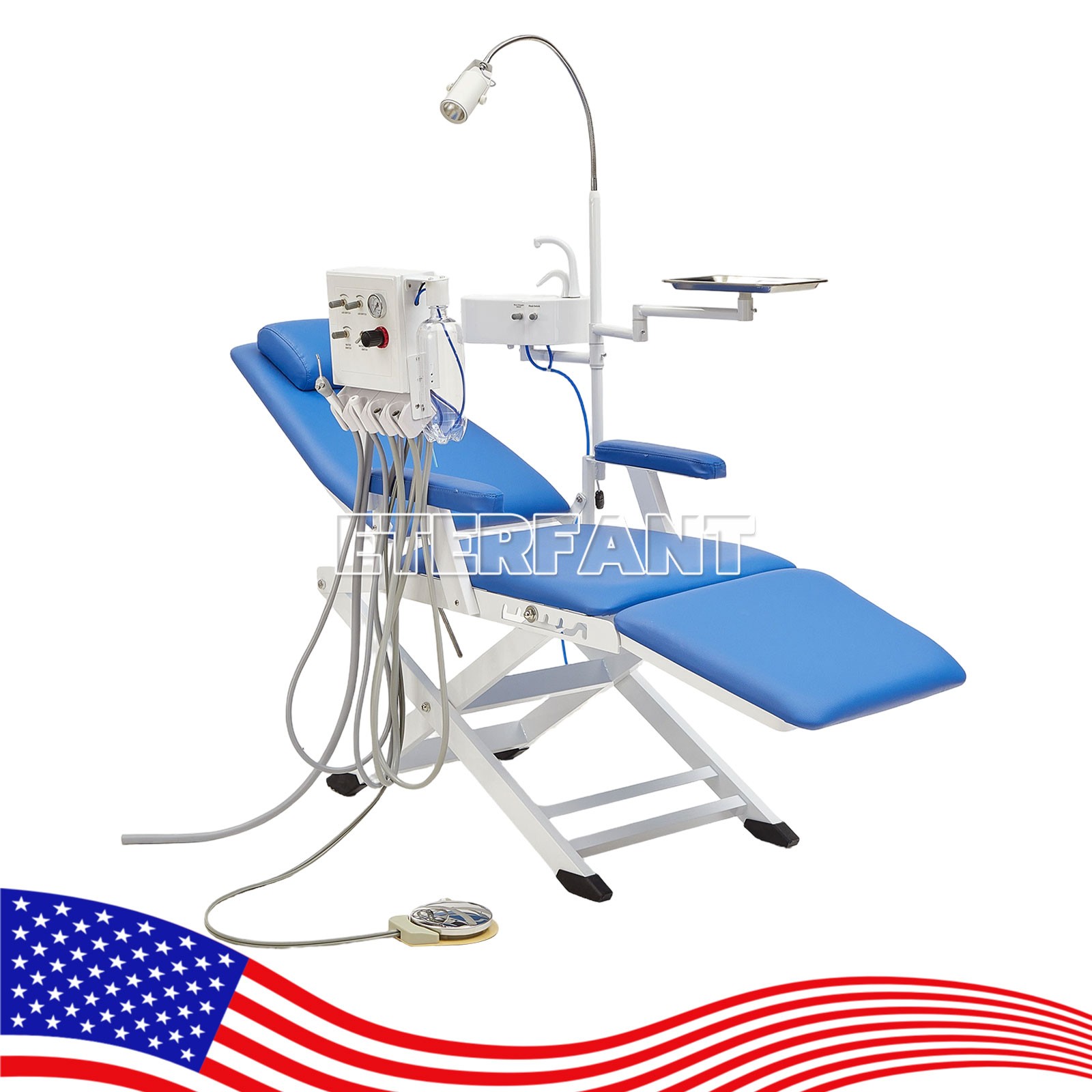 Dental Foldable Portable Folding Chair+Unit Air Turbine Dentist LED Exam Light
