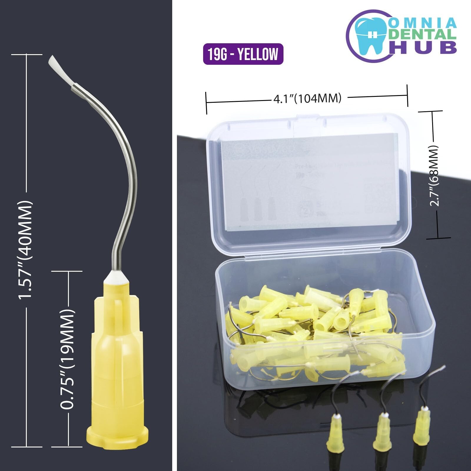 Dental Grade 19G Pre-Bent Irrigation Needle Tip with Brush Disposable