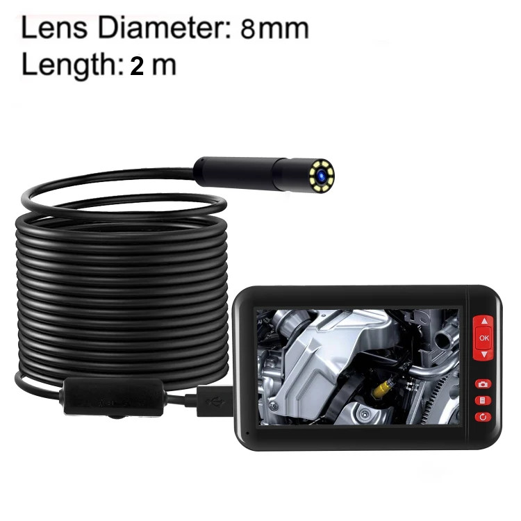P20 4.3 Inch Screen Display HD1080P Inspection Endoscope with 8 LEDs, Length: 2m