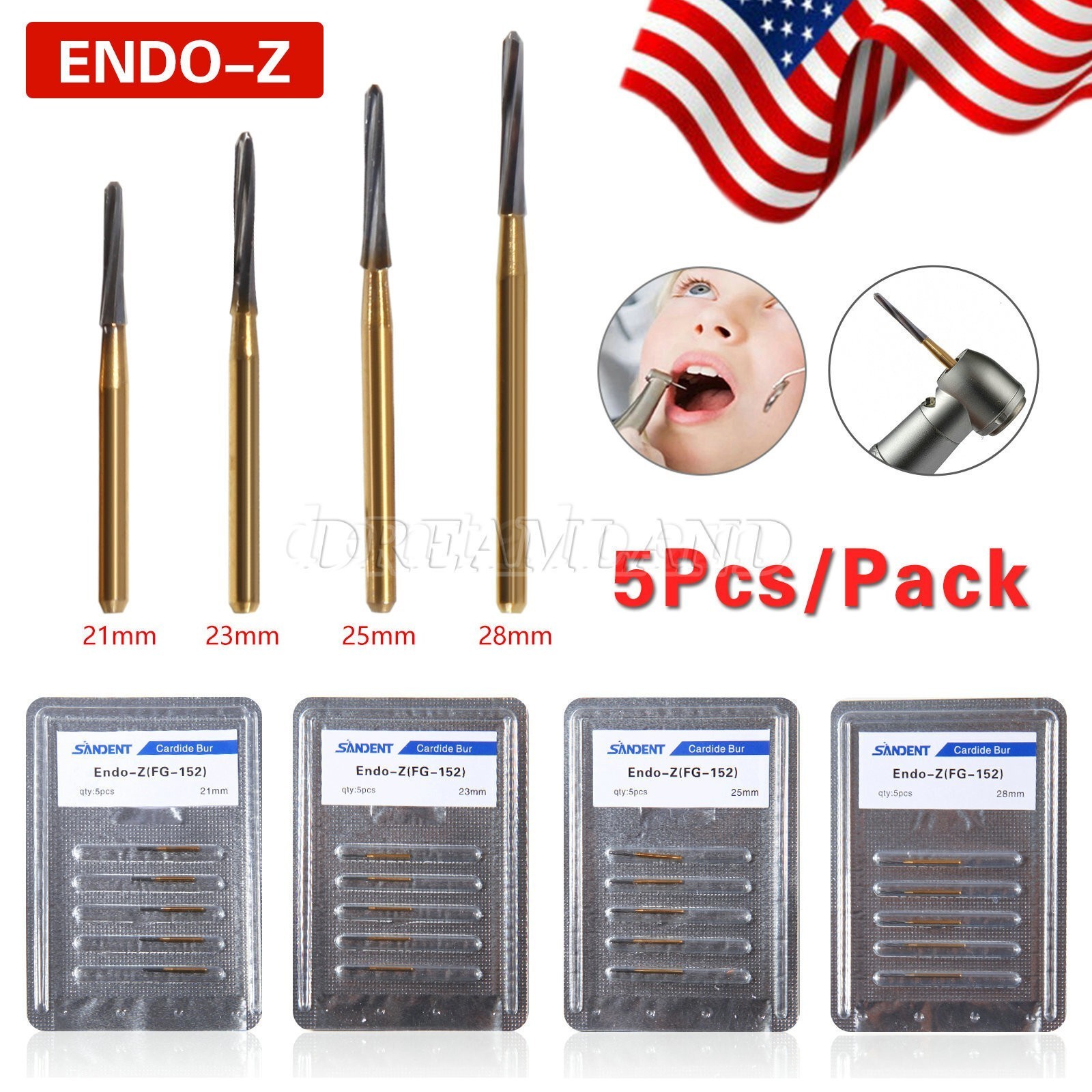Dental Surgical Endo Zekrya Endo-Z Carbide Tungsten Drill FG Burs 21/23/25/28mm