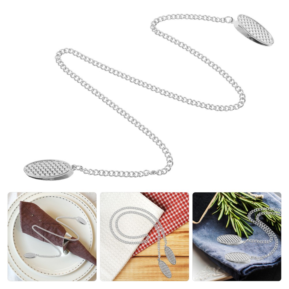 5Pcs Strong Texture Napkin Clips with Silver Alloy Chain for Daily Use