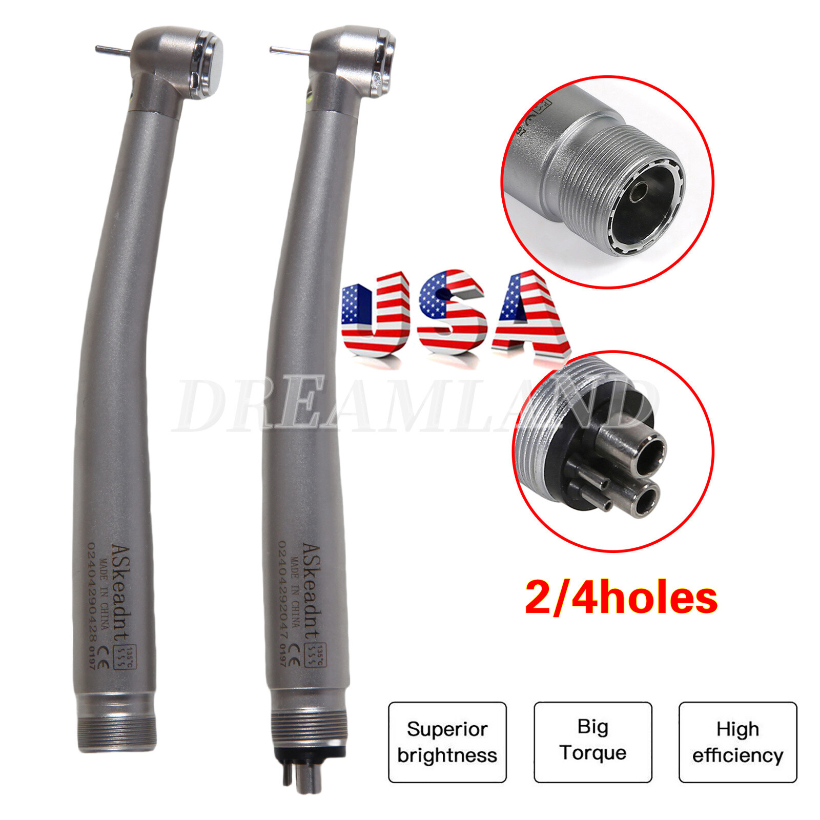 NSK Style Dental Fiber Optic LED E-generator High Speed Handpiece 2/4Holes