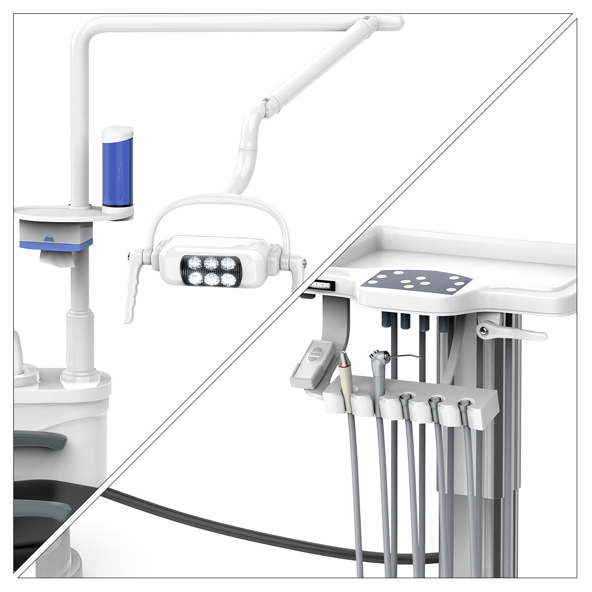 Dental Unit Chair Integral Computer Controlled DC / Mobile Delivery Unit 4 Hole