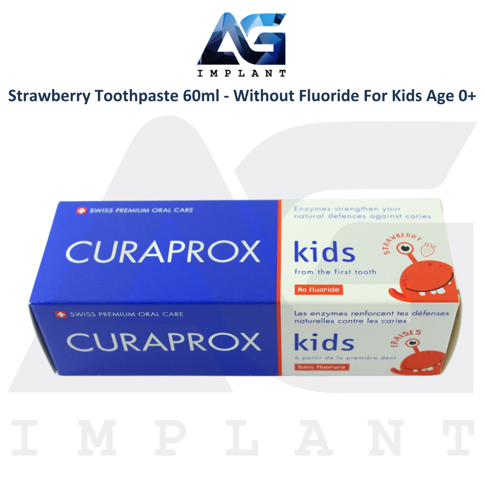 Fluoride Free Strawberry Toothpaste 60ml for Kids Age 0+ Daily Oral Care