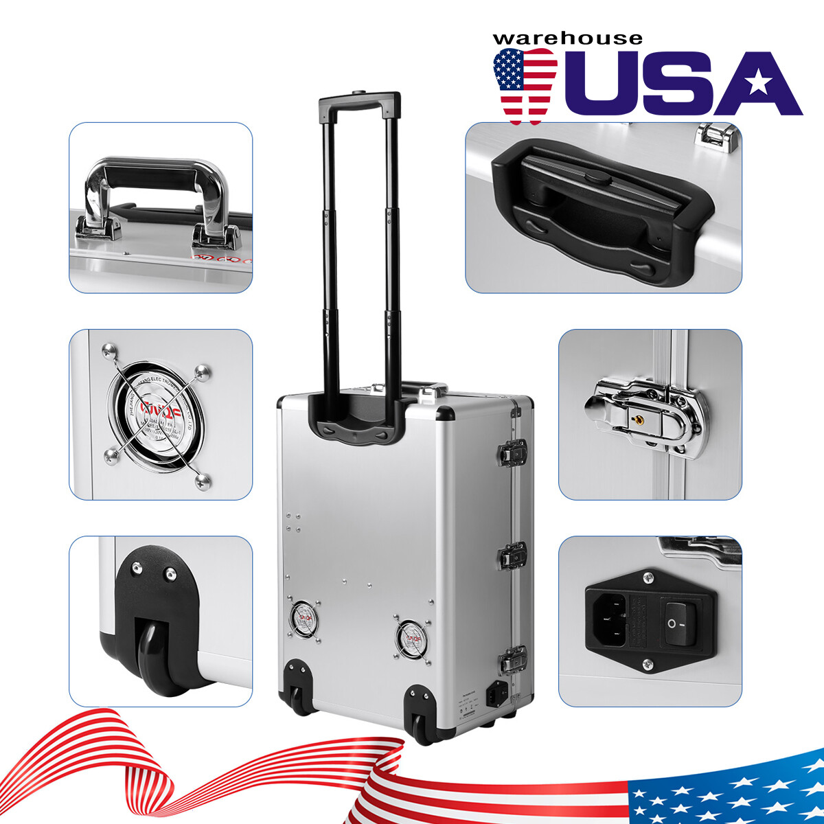 Dental Delivery Unit Rolling Case Air Compressor 4Hole LED Curing Light Scaler