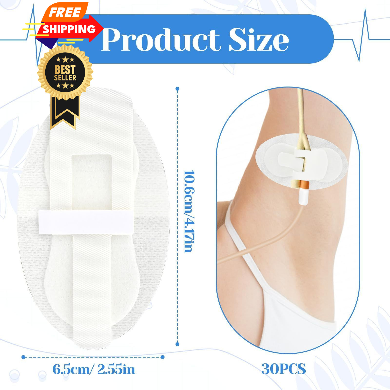 30 PCS Catheter Stabilization Device, Adhesive Feeding Tube Holder White