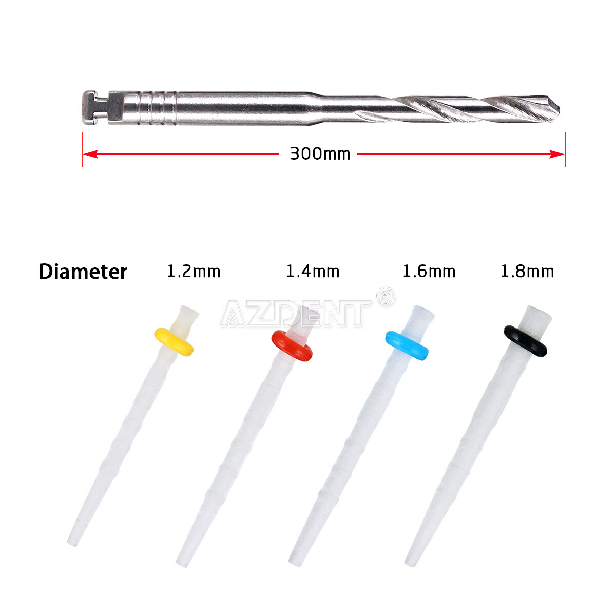 Dental Fiber Posts Resin High-intensity Screw Thread Glass & 4 Drills AZDENT