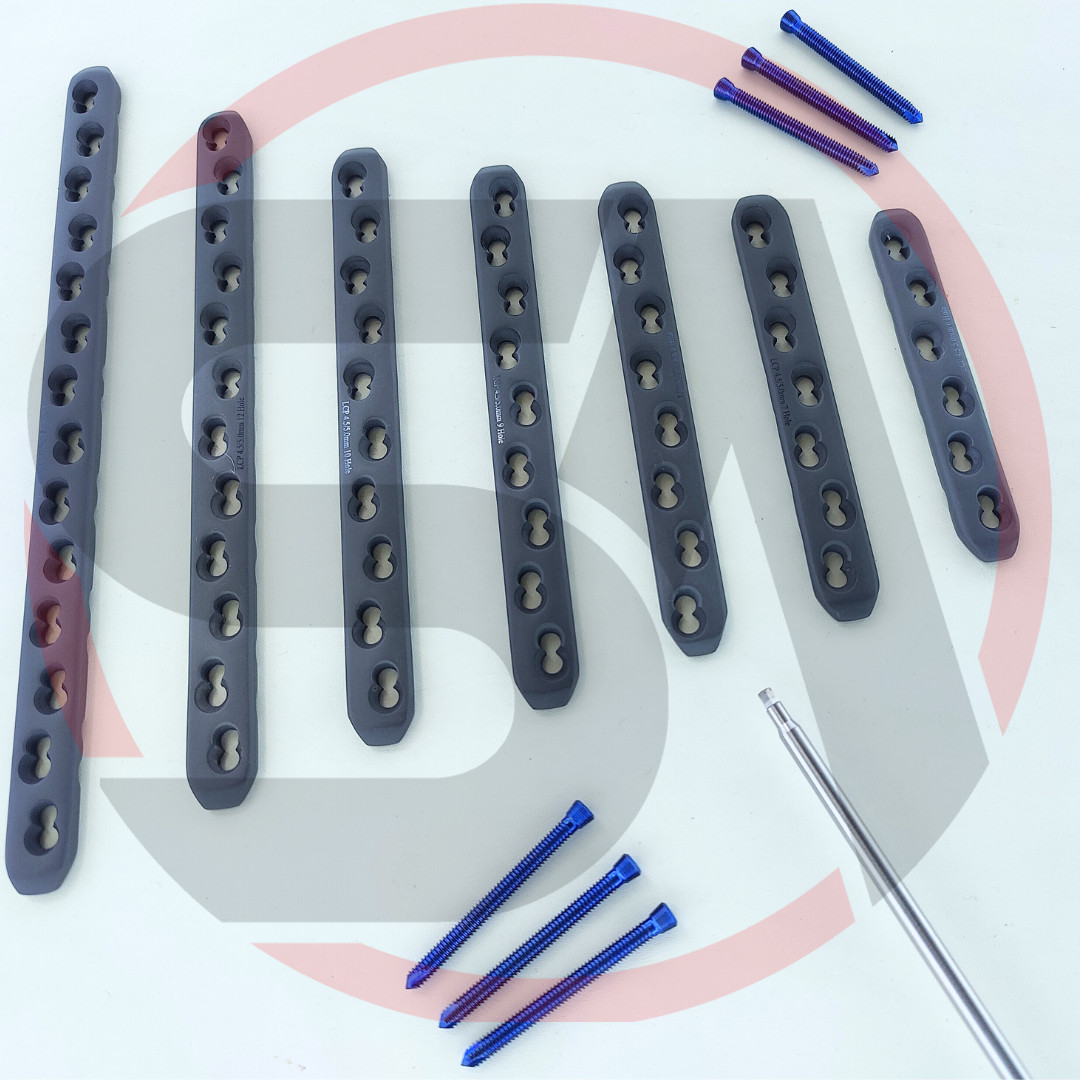 4.5/5.0mm Locking LC-DCP Broad Plate 6H to 12H with Locking Screws 93 Pcs Set Ti