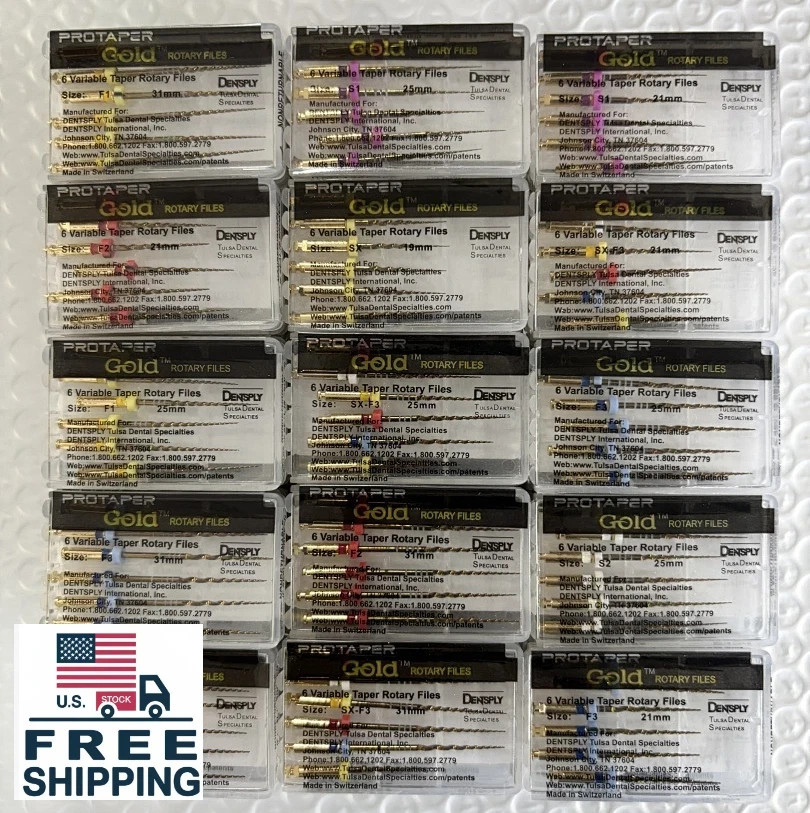 Dentsply ProTaper Gold Rotary Files F1,F2,F3,S1,S2,SX,SX-F3 6 Files Per Box