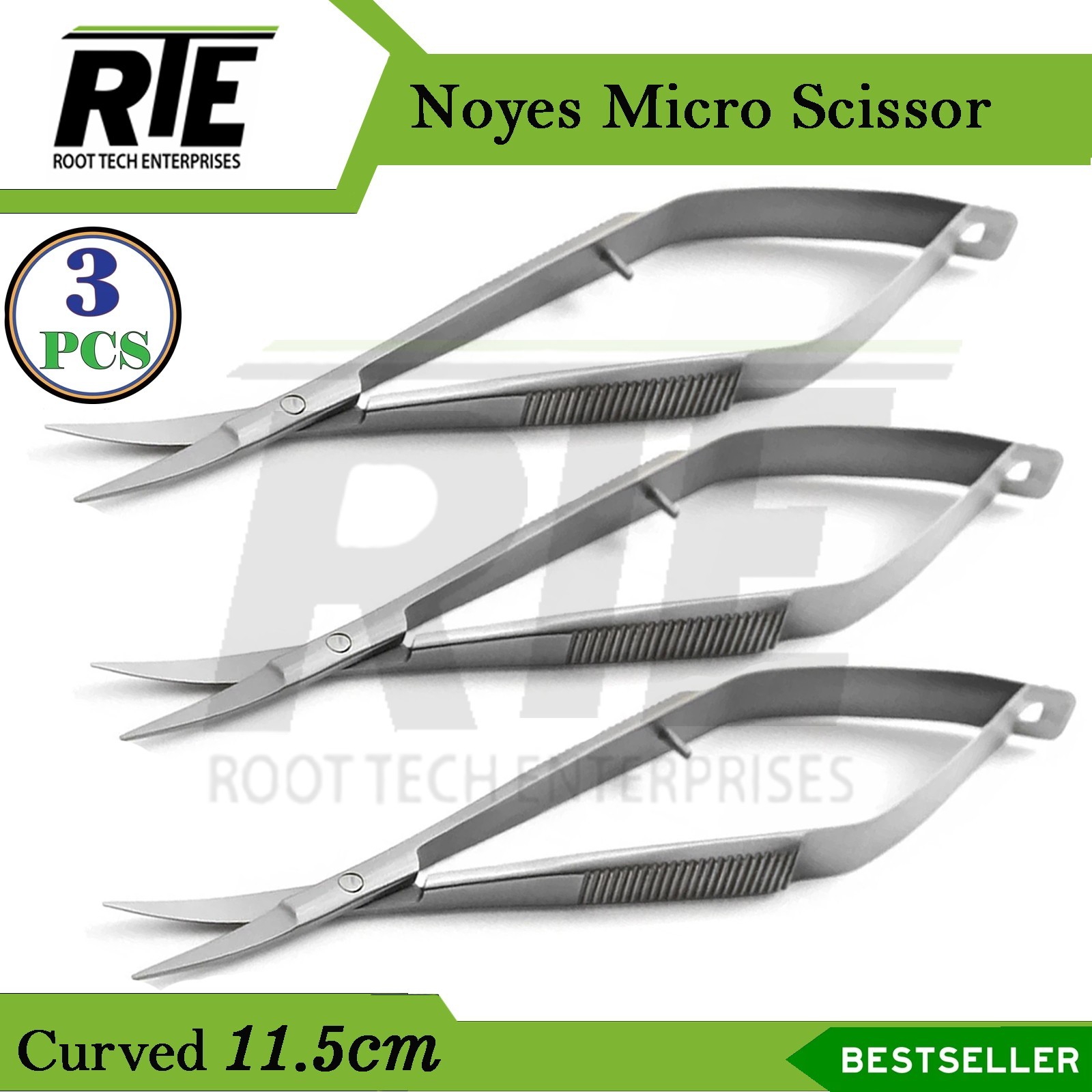 Dental Ophthalmic Dissecting Micro surgical Noyes Spring Action Scissors Curved
