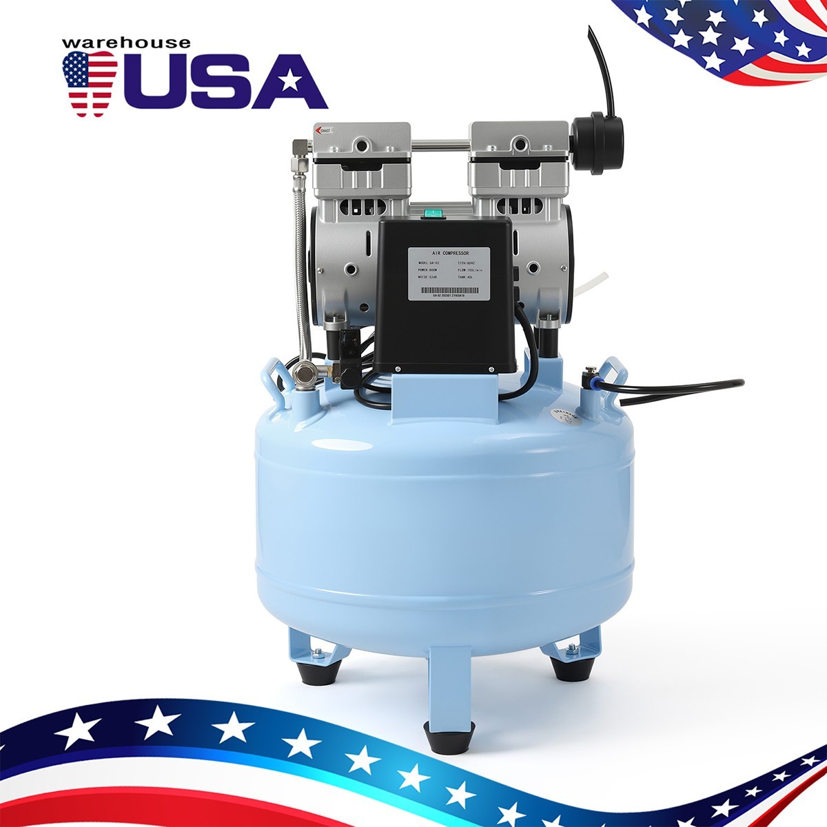 Portable Dental Delivery Unit Mobile Cart Air Compressor air tanks 17L/24L/40L