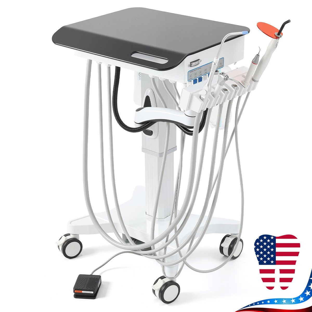 Portable Dental Delivery Unit Cart System /40L Silent Oil-Free Air Compressor