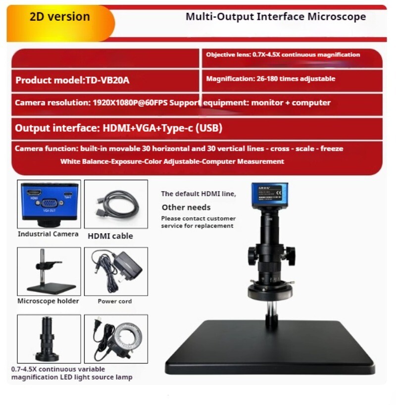 High-precision Laboratory Microscope Camera 1080P Digital Tool Set USB HDMI 48MP