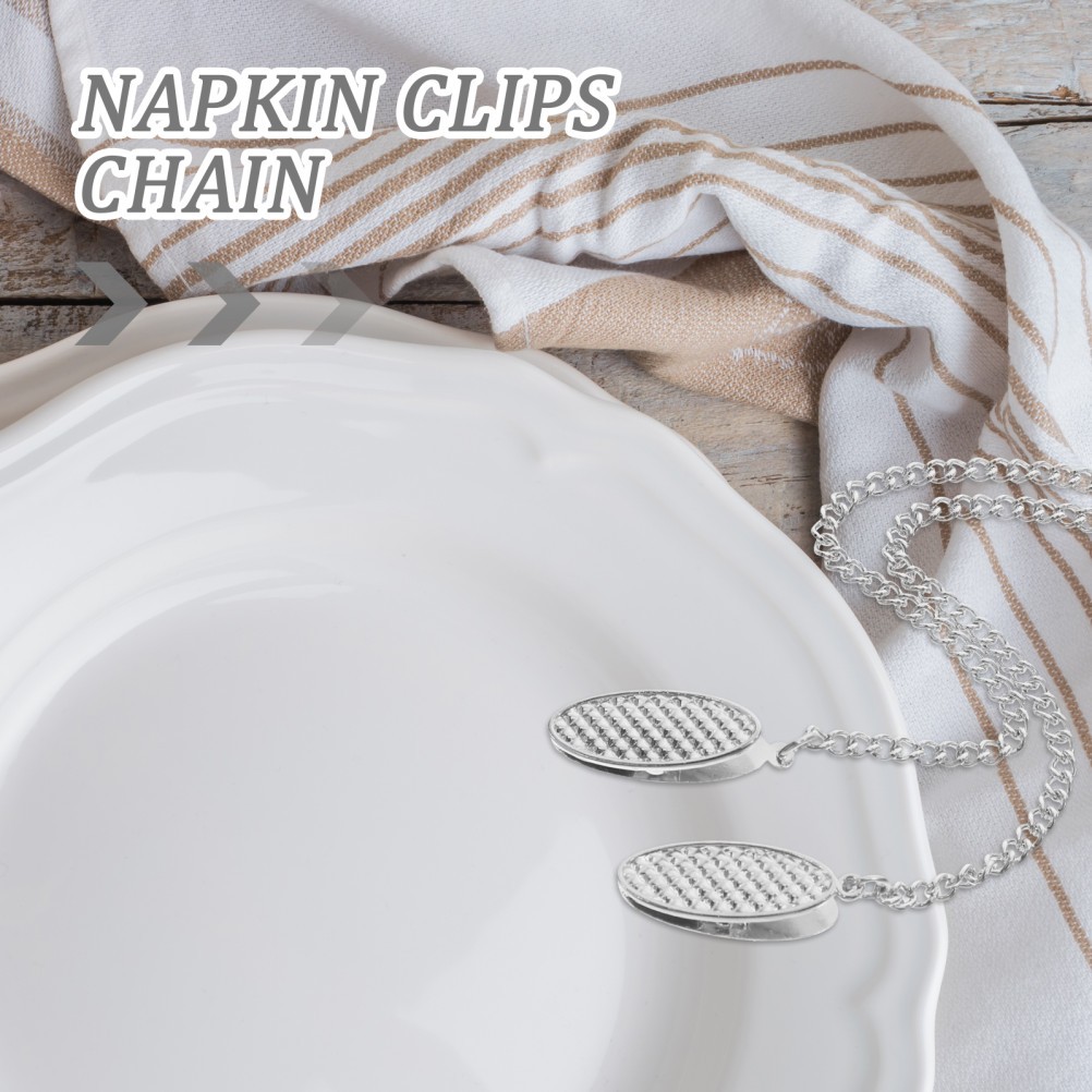 5Pcs Strong Texture Napkin Clips with Silver Alloy Chain for Daily Use