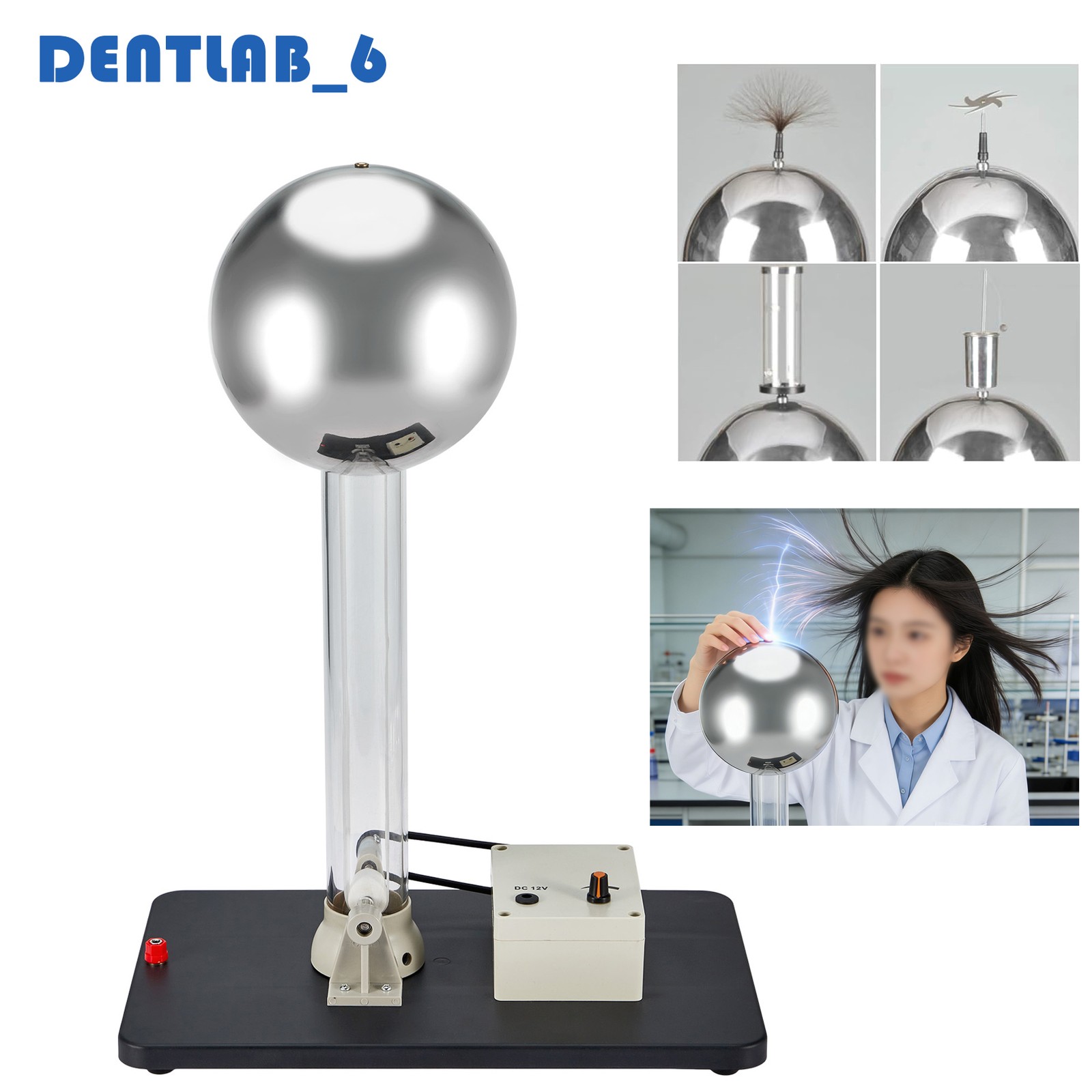 Van De Graaff Generator Motorised Superior w/ Base,Discharge Wand, Accessories