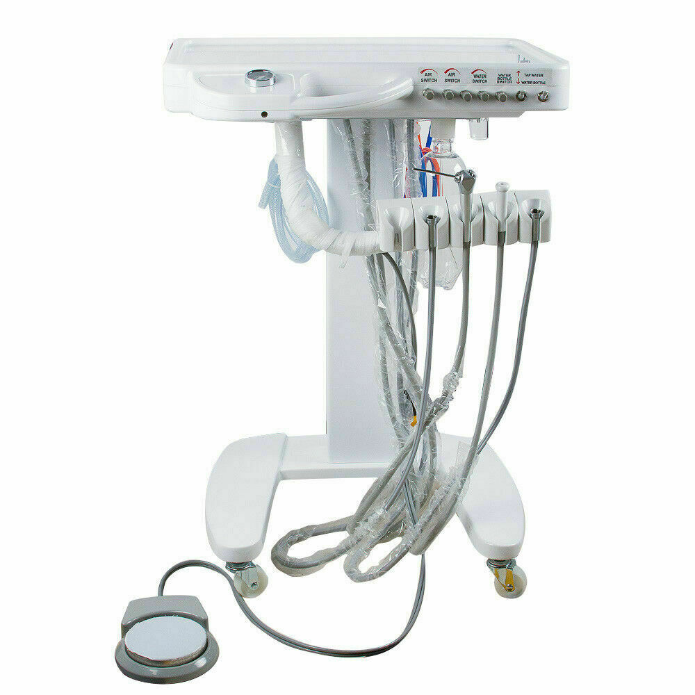 Portable 4 Hole Dental Delivery Unit System Cart Treatment work Compressor USA