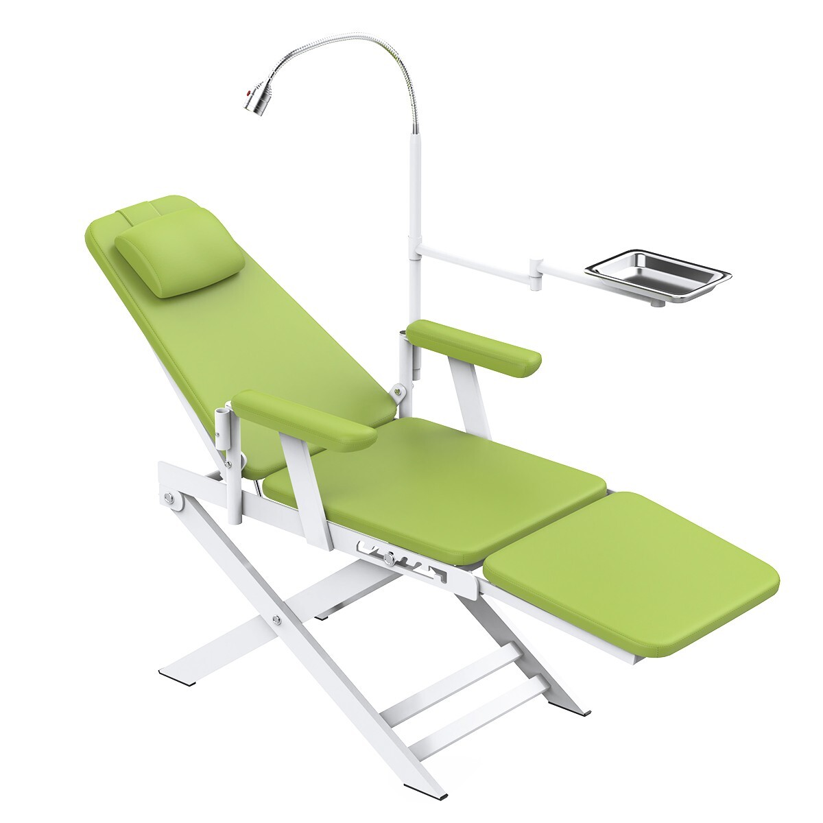 Portable Dental Folding mobile Chair+Turbine Unit 4Hole+LED light+Tray