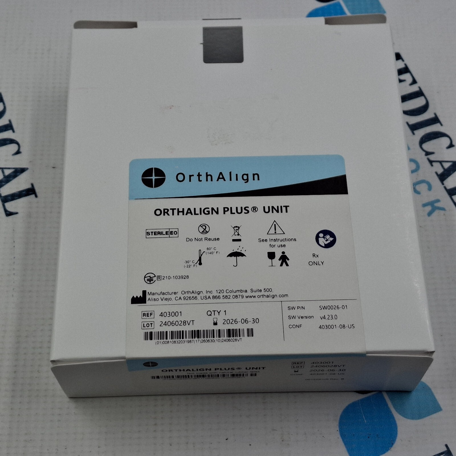 OrthAlign Plus Unit REF 403001 EXP 2026