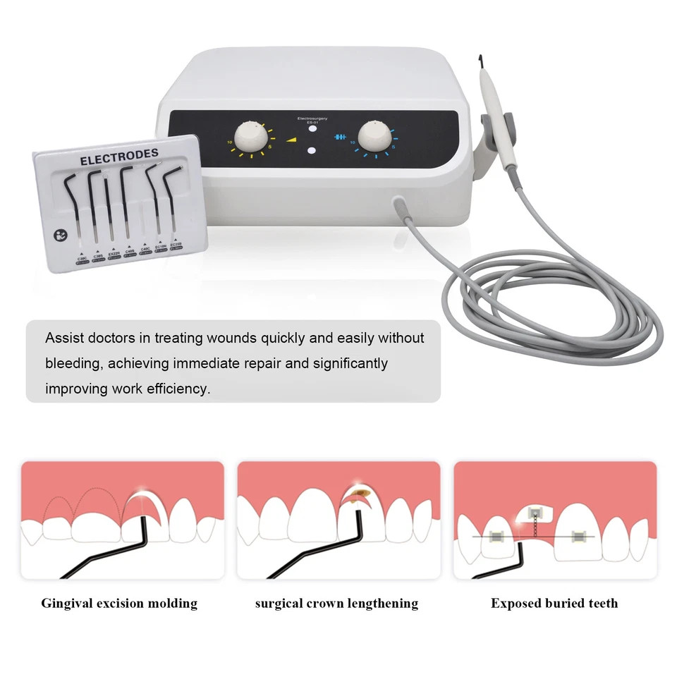 High Frequency Dental Electrosurgery Unit with Handpiece and 7PCS Electrodes USA