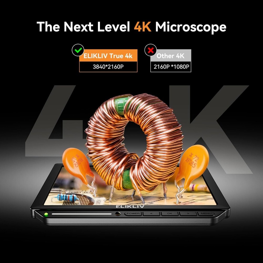 Elikliv 7” Digital Microscope 10-1300X 16MP 1080P USB Coin Magnifier with Light