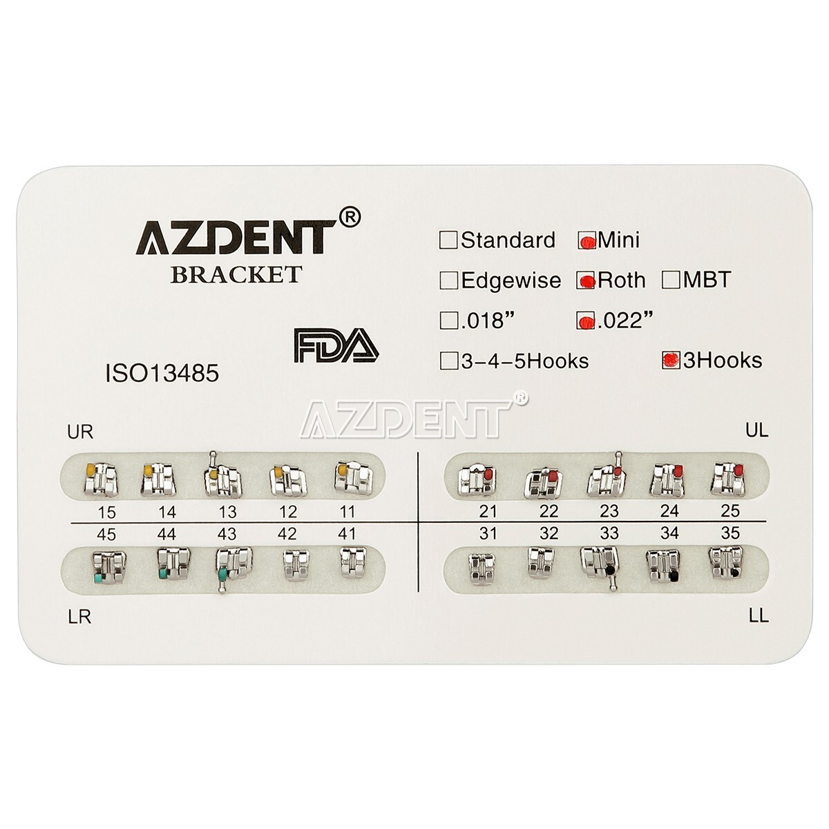 USA 50x AZDENT Dental Orthodontic Metal Brackets Braces Mini Roth.022 Hooks 3