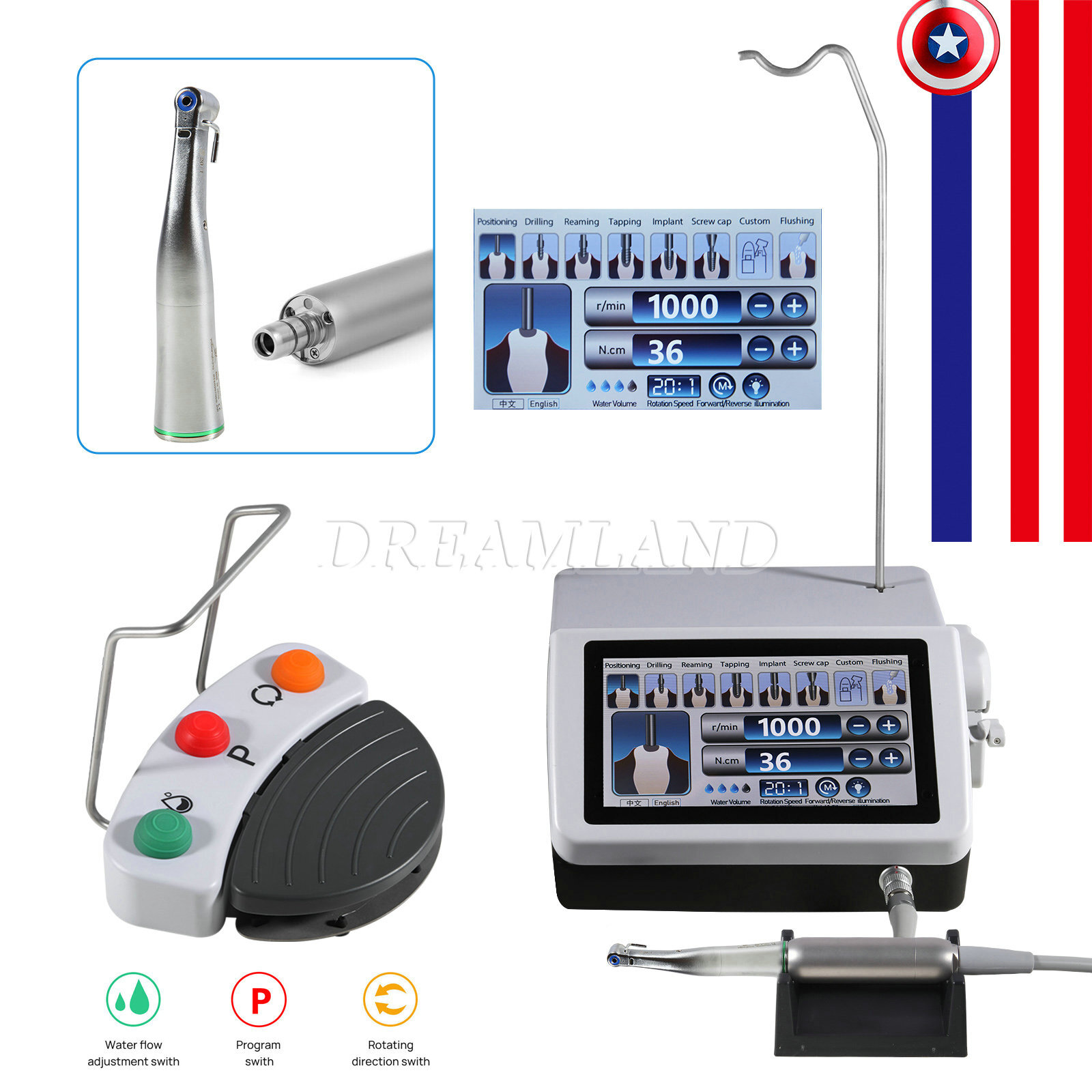 SANDENT Dental Implant System Motor Surgical Brushless Motor/20:1 LED Handpiece