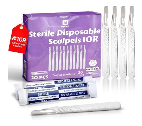 MyMed 10R Dermaplane Face Razors for Women – Pack of 20 Disposable