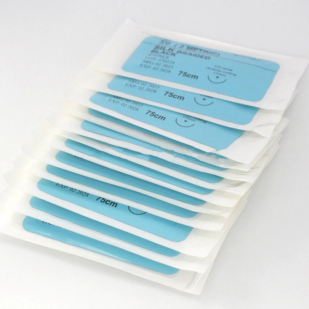 Dental Non Absorbabl 3/0 4/0 Practice Sterile Sutures Silk Thread with Needle