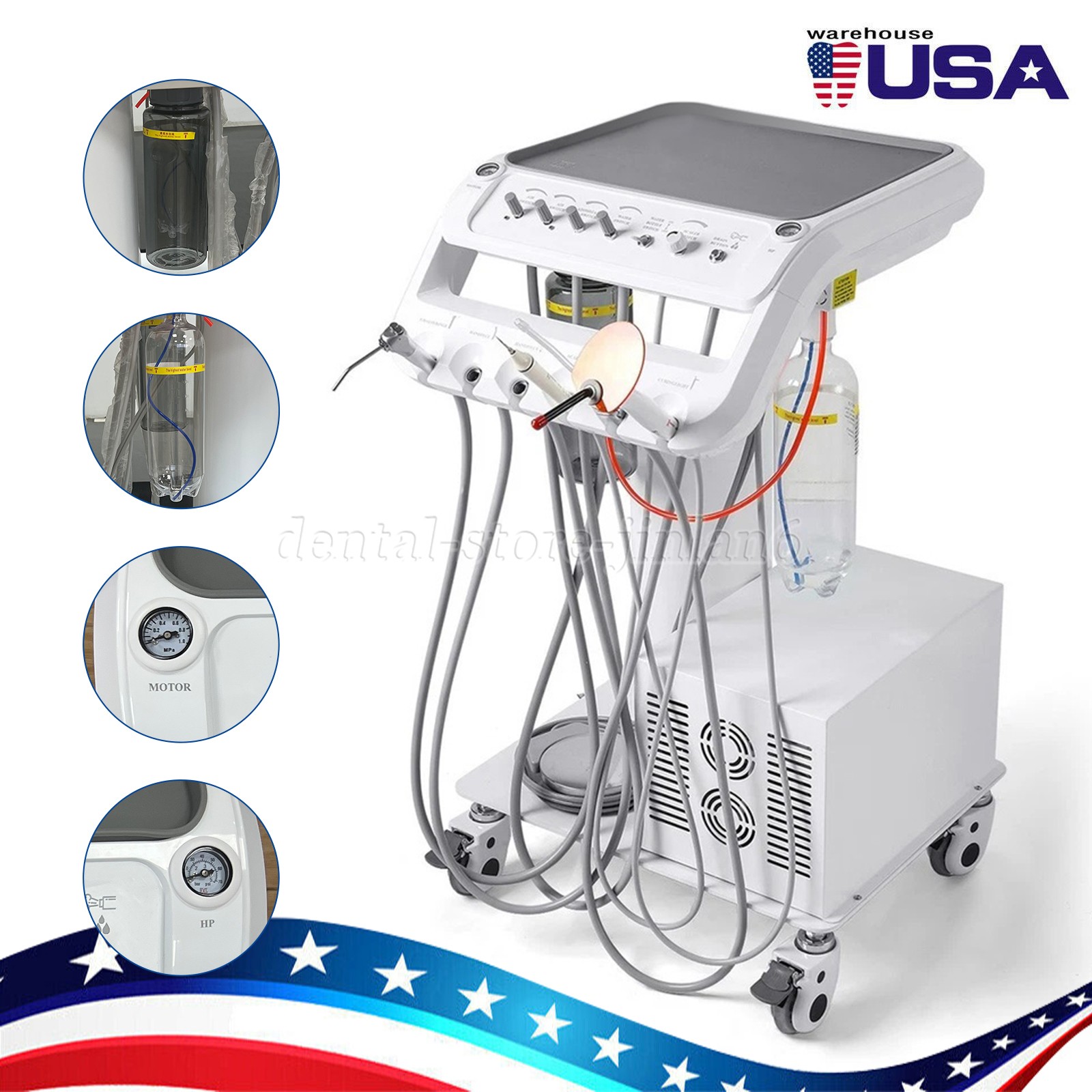 Portable Dental Mobile Delivery Unit with Compressor Curing Light suction Scaler
