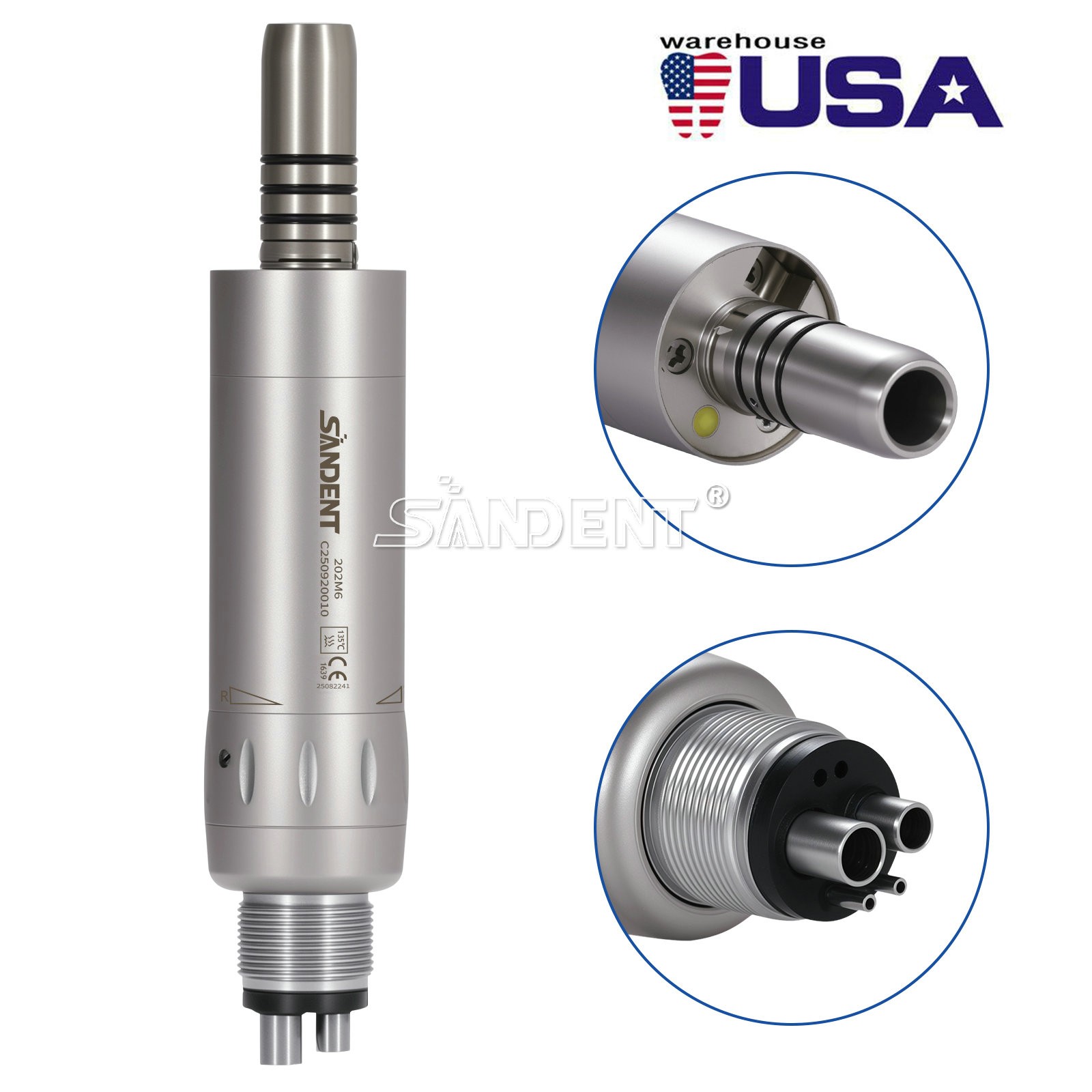 Dental Internal Water Spray Low Speed Air Motor Handpiece 4Hole E-generator LED