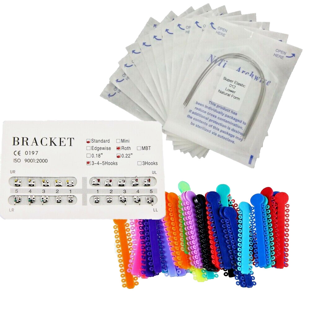 Dental Orthodontic Ligature Ties NiTi Arch Wire 0.022 Roth Brackets Braces Kit