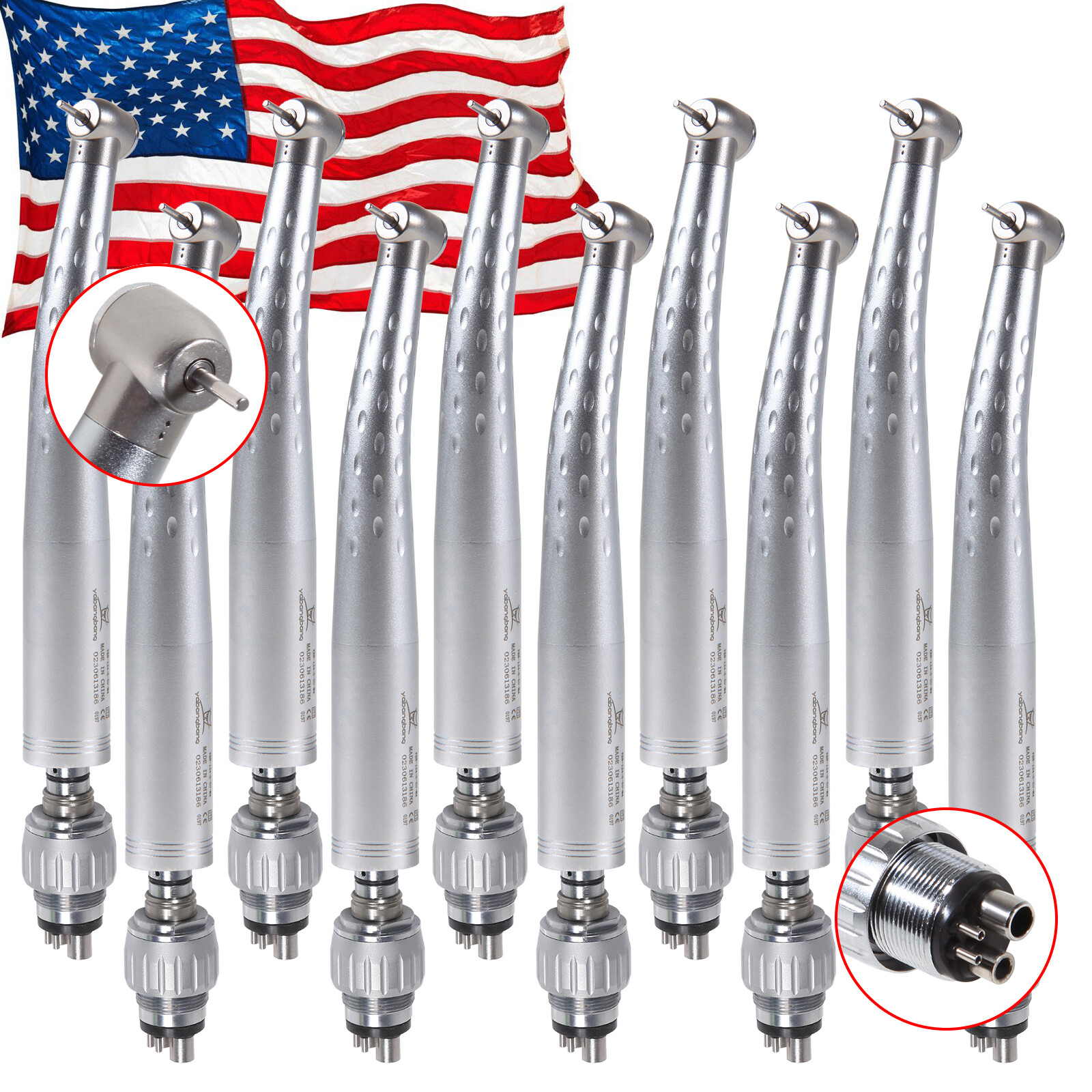 1-10* Kavo Style Dental High Speed Turbine Handpiece Push Button & 4H Coupler to