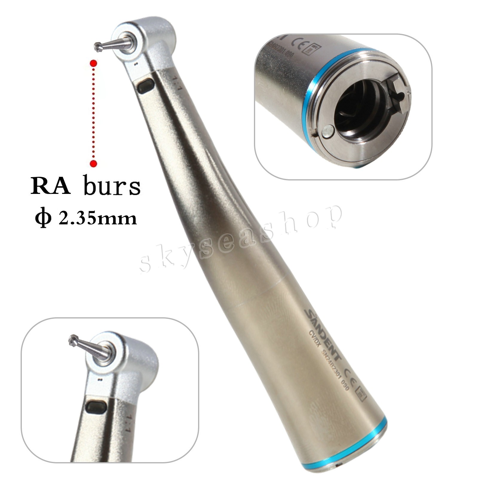 Dental 1:5 / 20:1 / 1:1 / 1:4.2 LED Fiber Optic Contra Angle Handpiece