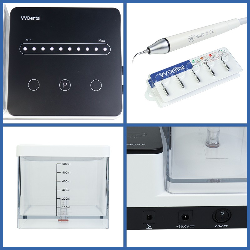 Dental Ultrasonic Scaler Remove Calculus Scaler Unit with 10 Tips and Handpiece