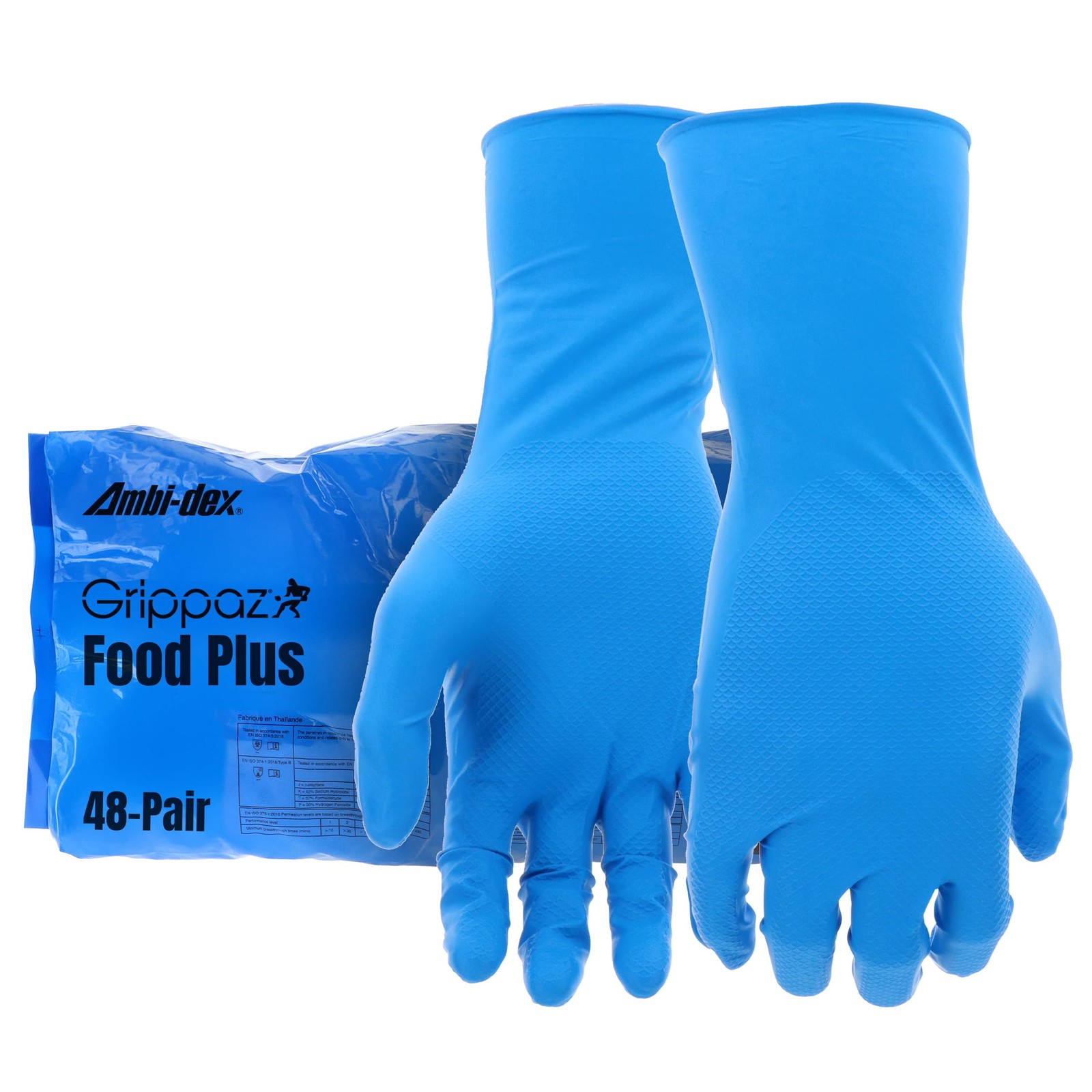 PIP Grippaz Food Plus 8 Mil Nitrile 12″ Disposable Gloves 48-Pack, Fish Scale…