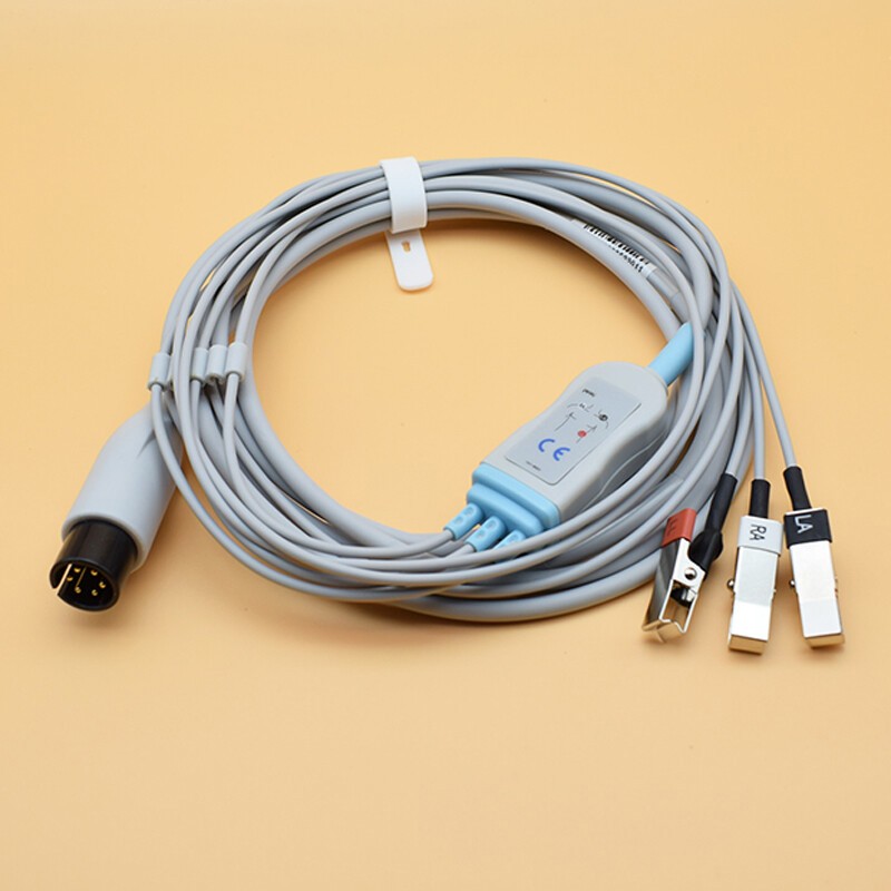 6pin Veterinary 3 Leads ECG EKG Cable Alligator Medical TPU General Use Vet Use.