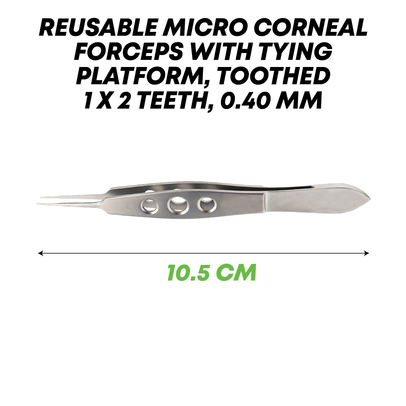 Micro Corneal Forceps 0.40mm Tying Toothed Tip 1 x 2 Teeth Ophthalmic Instrument