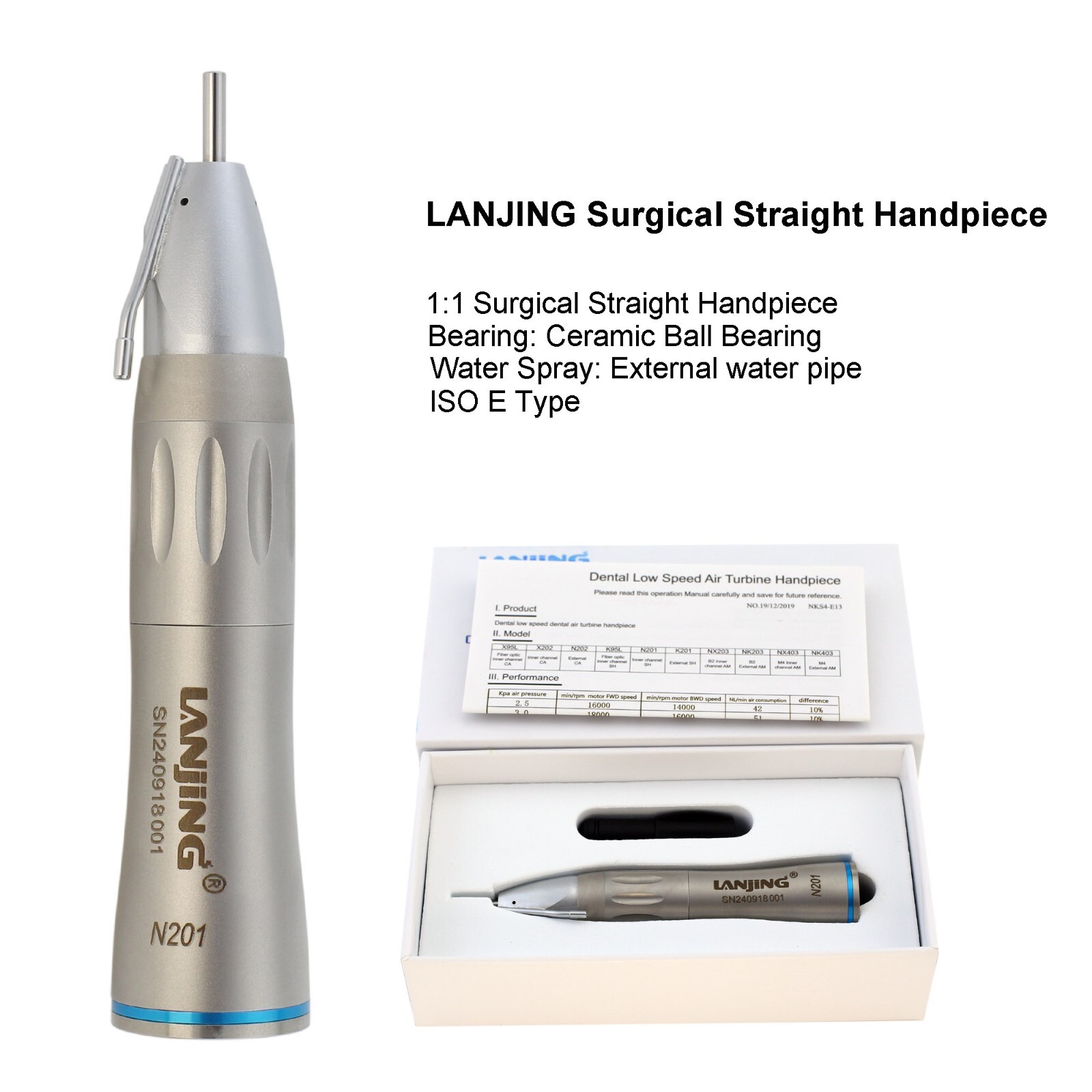 COXO Dental Surgical Handpiece 1:1 1:2 20° Angle Straight Attachment 2S LED NSK