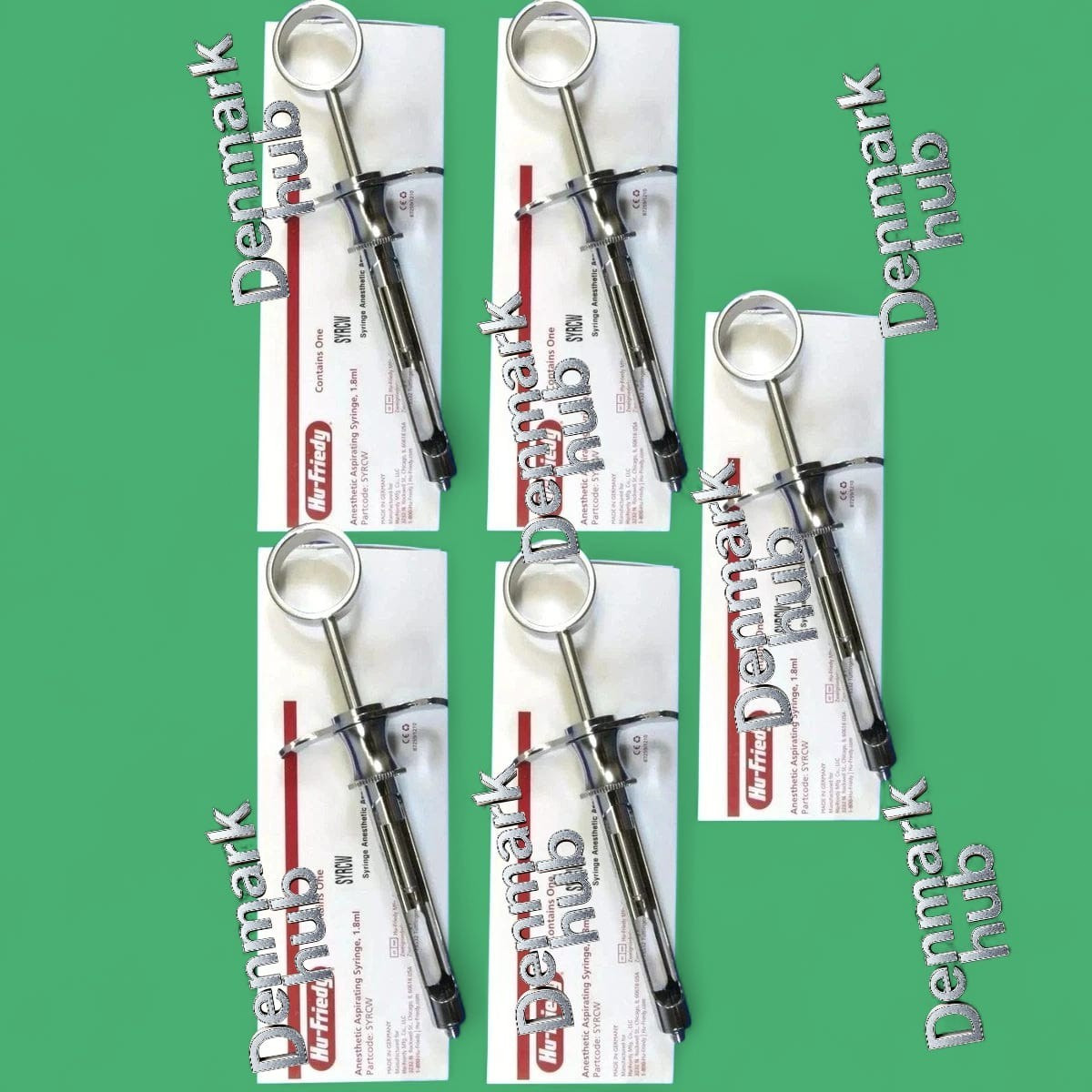 Lot of 5 Hu-Friedy CW Style Dental Anesthetic Aspirating 1.8ml Syringe SYRCW