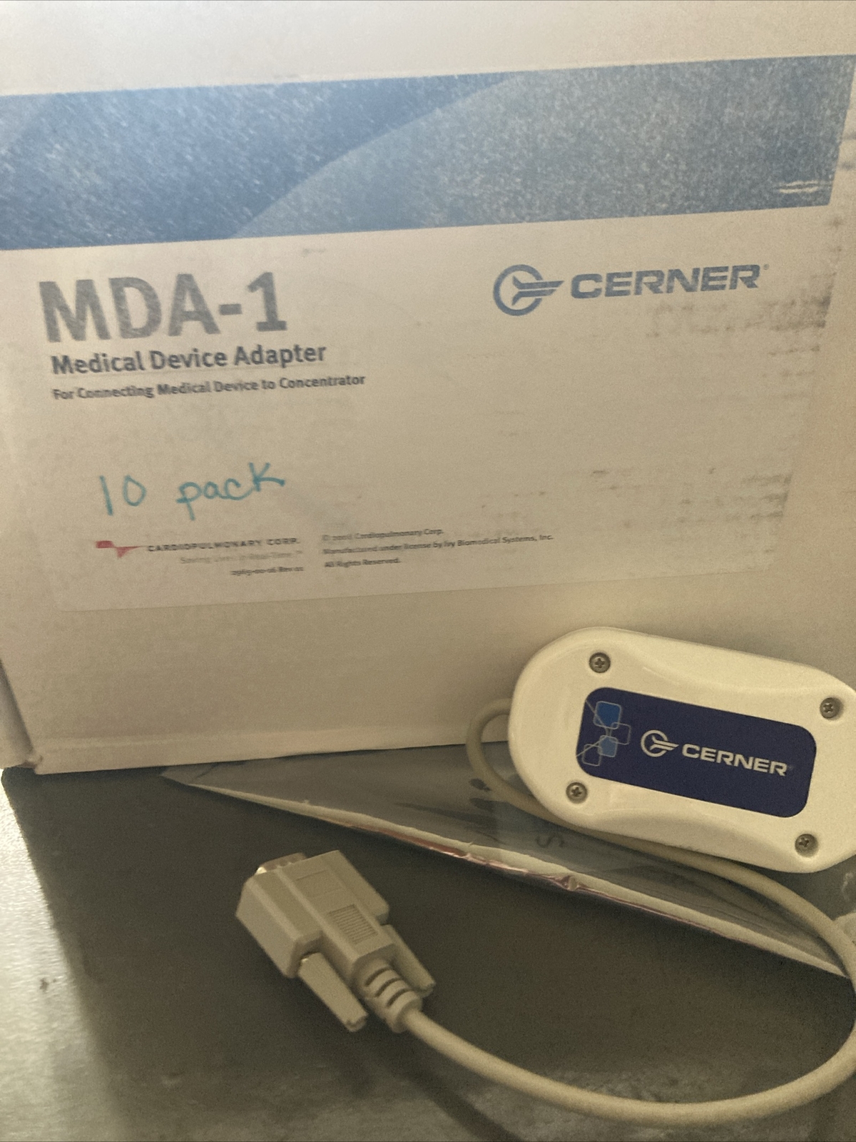 Lot Of 10 Cerner Device Adapter Model MDA-1; P/N 2955-01-01; 12″ Cable ~ Male