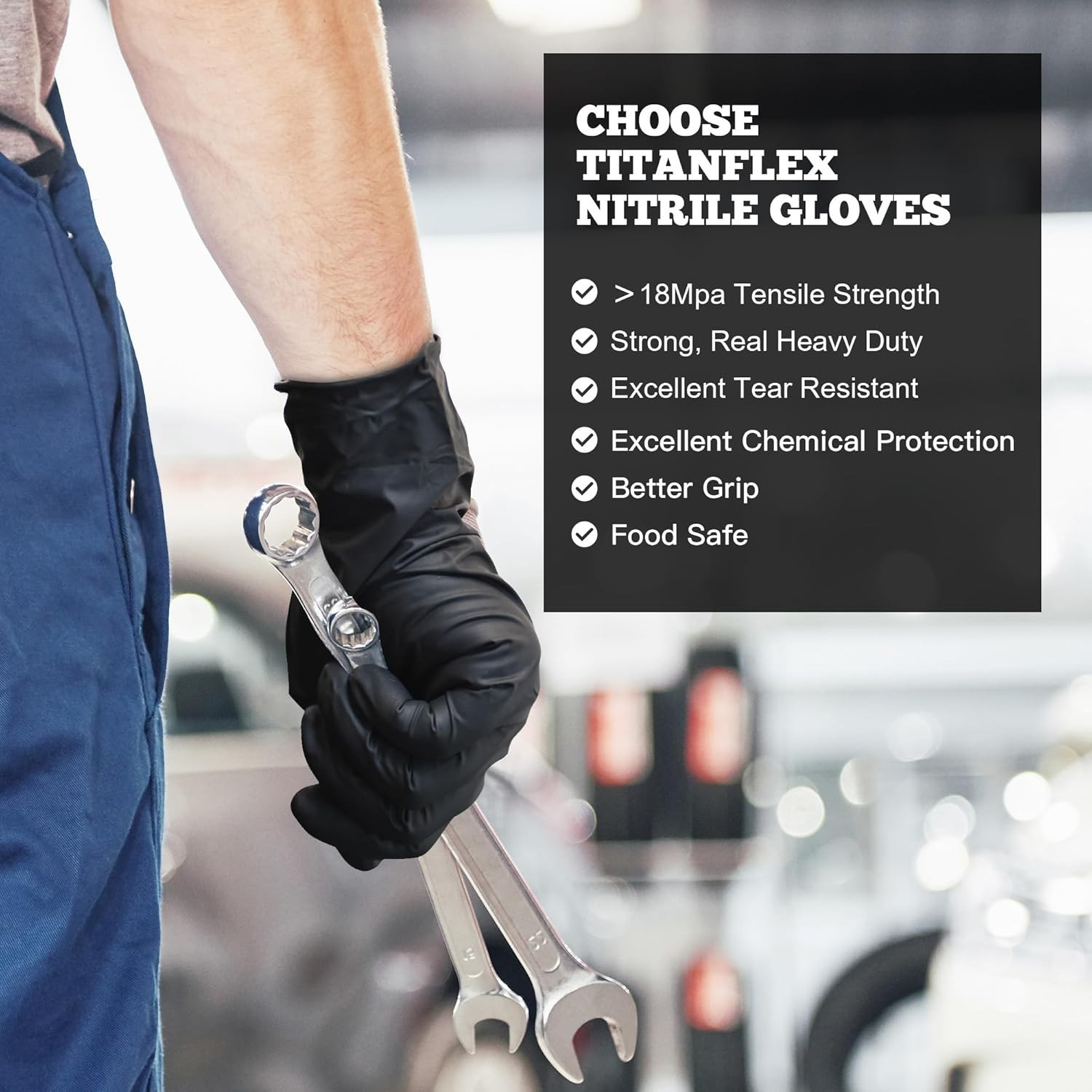 Disposable Nitrile Exam Gloves, 6-mil, Black, Heavy Duty, Latex Free, Food Sa…