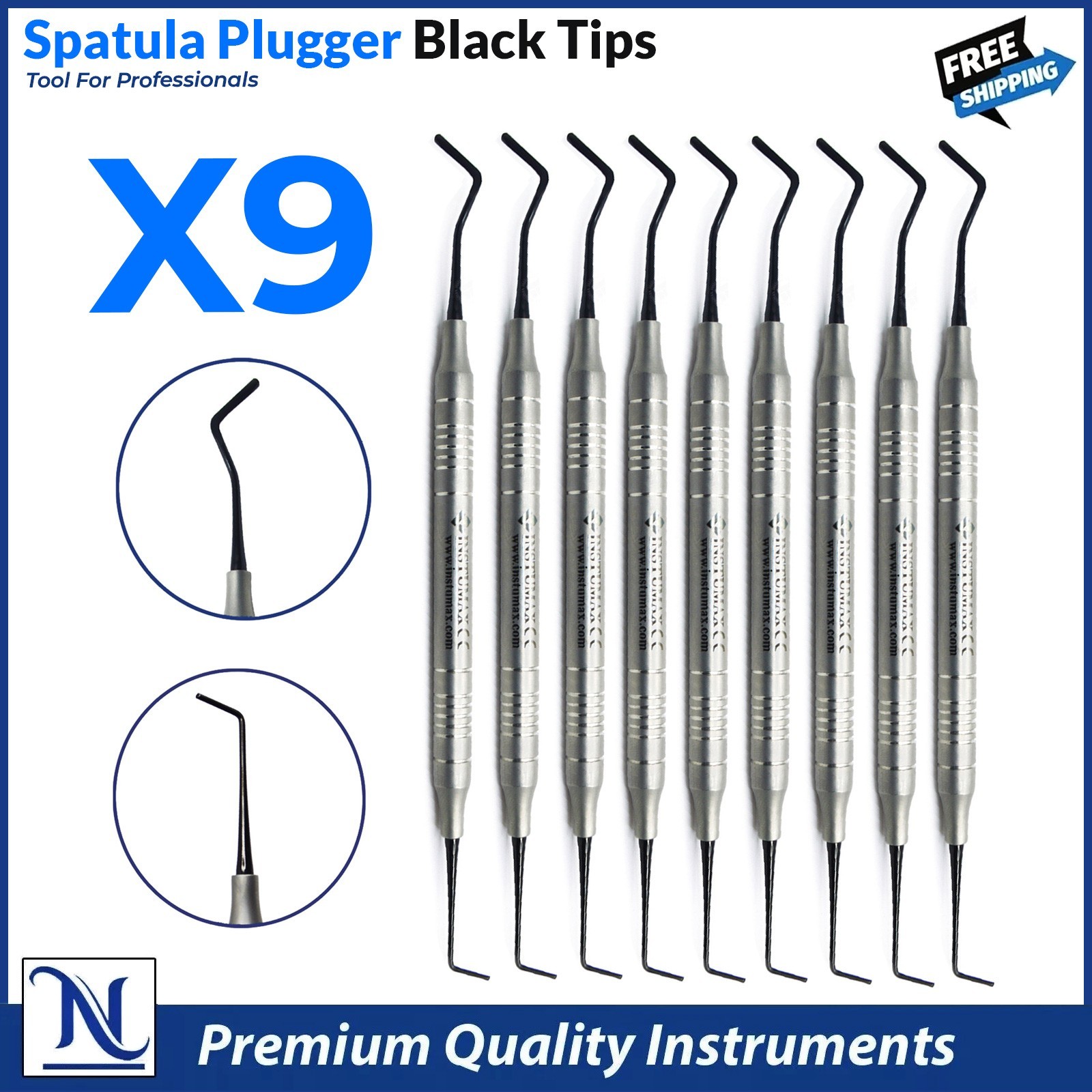 X9 Dental Composite Filling Instruments Spatula & Plugger Black Color Tips