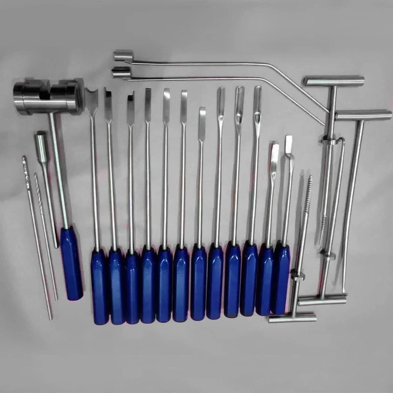 Orthopedic Cement Removal Instrument Set Mueller Type – Titanium Blue – 22 Pcs