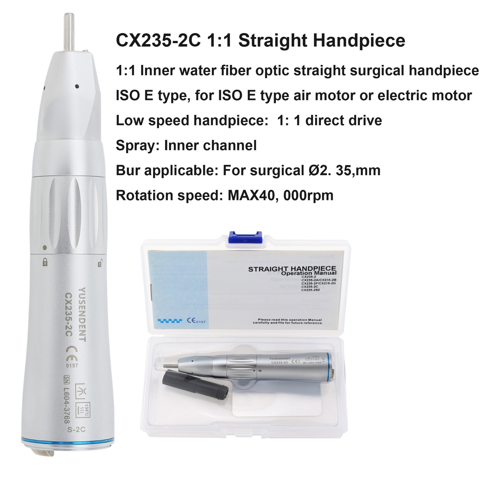COXO Low Speed Handpiece Surgical Straight Contra Angle Air Motor 4 Hole LED NSK
