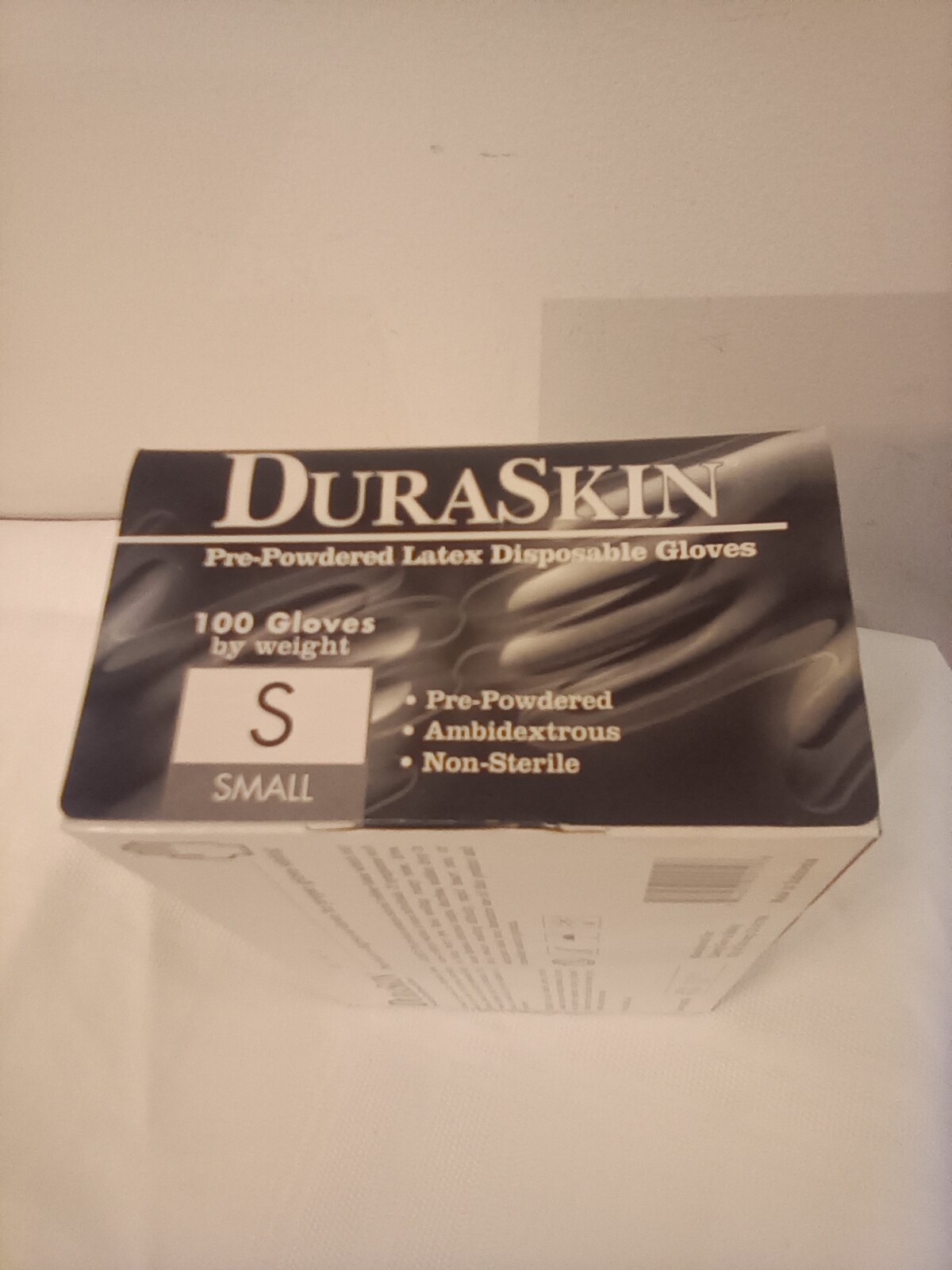 Duaskin pre-powered latex disposable gloves 100 ct item # 2899W/S small NWOT